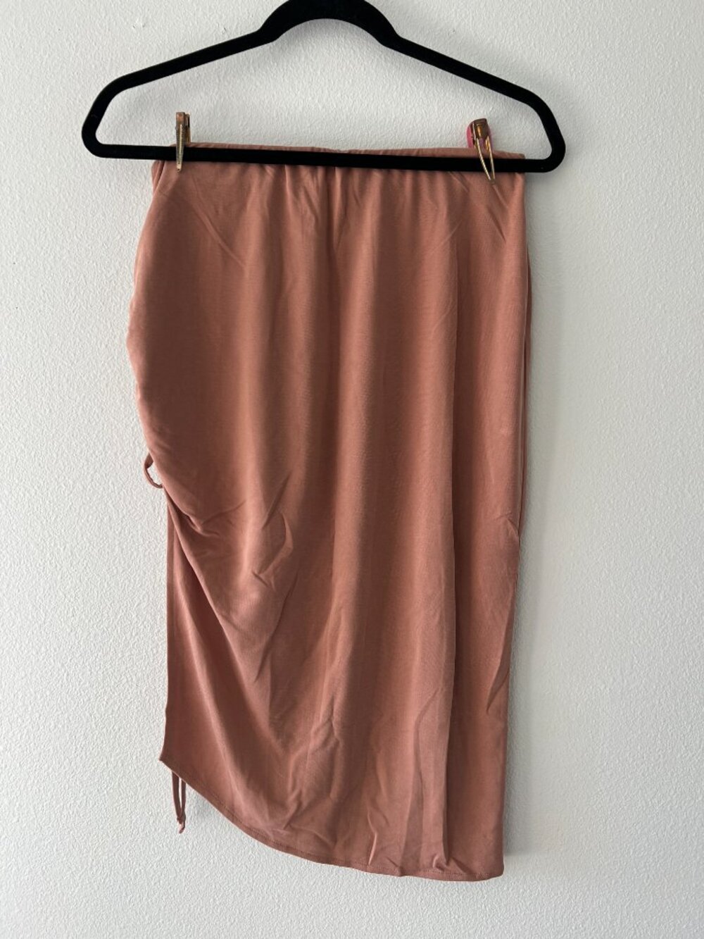 Open Edit Side Ruched Skirt, Tan - Picture 2 of 4